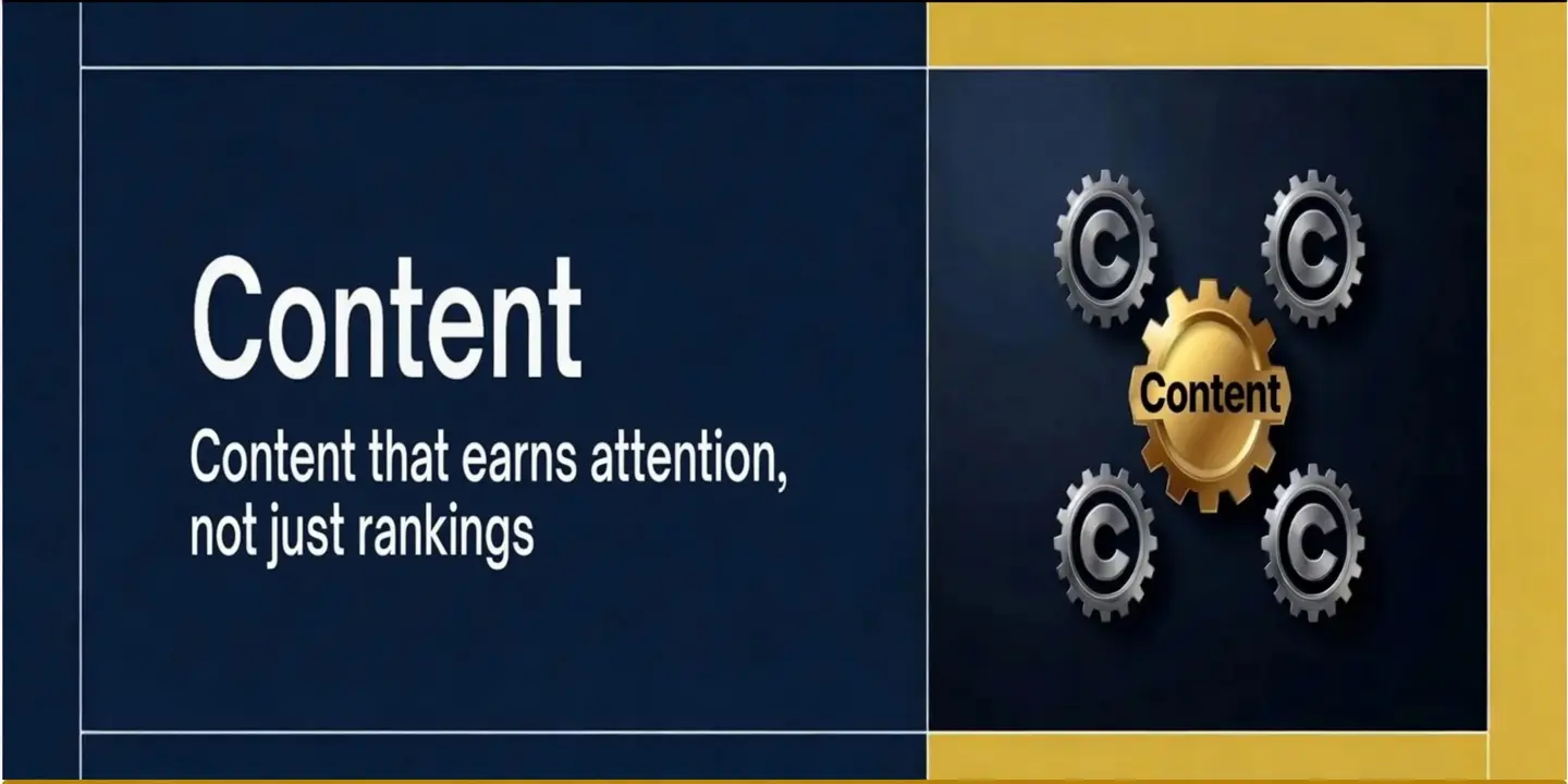 SEO content infographic illustrating how high-quality content builds authority, attracts engagement, and supports long-term organic search growth.