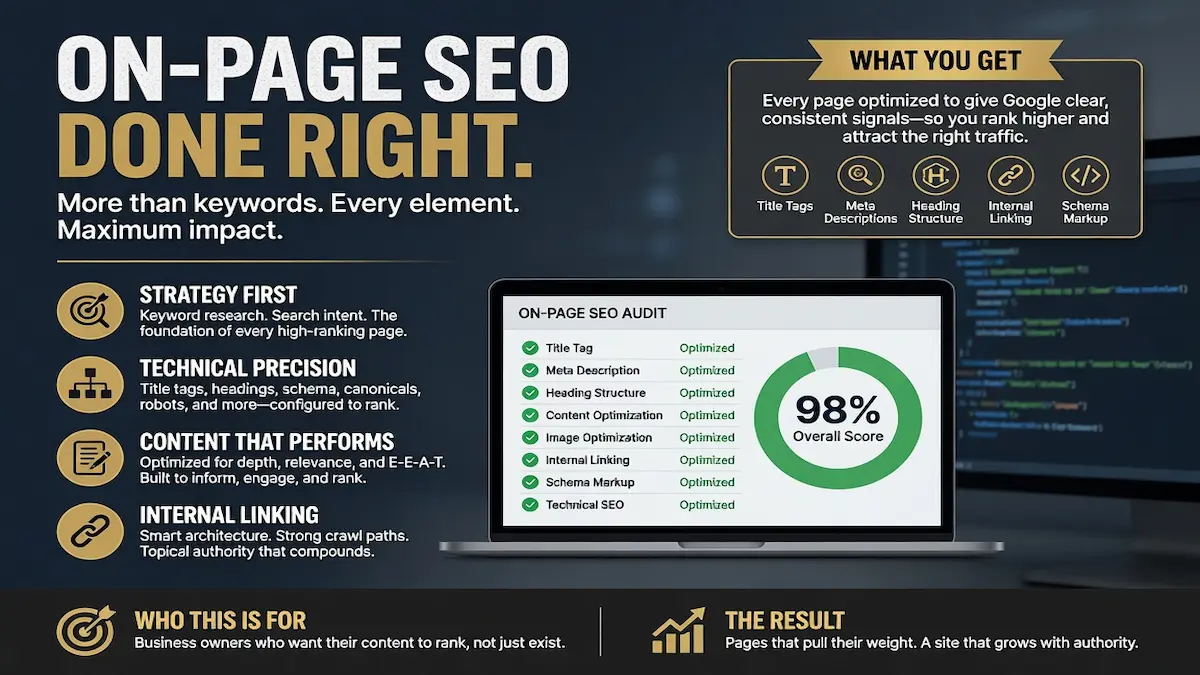 Image showing how the on page seo can impact and checklist of on page seo audit